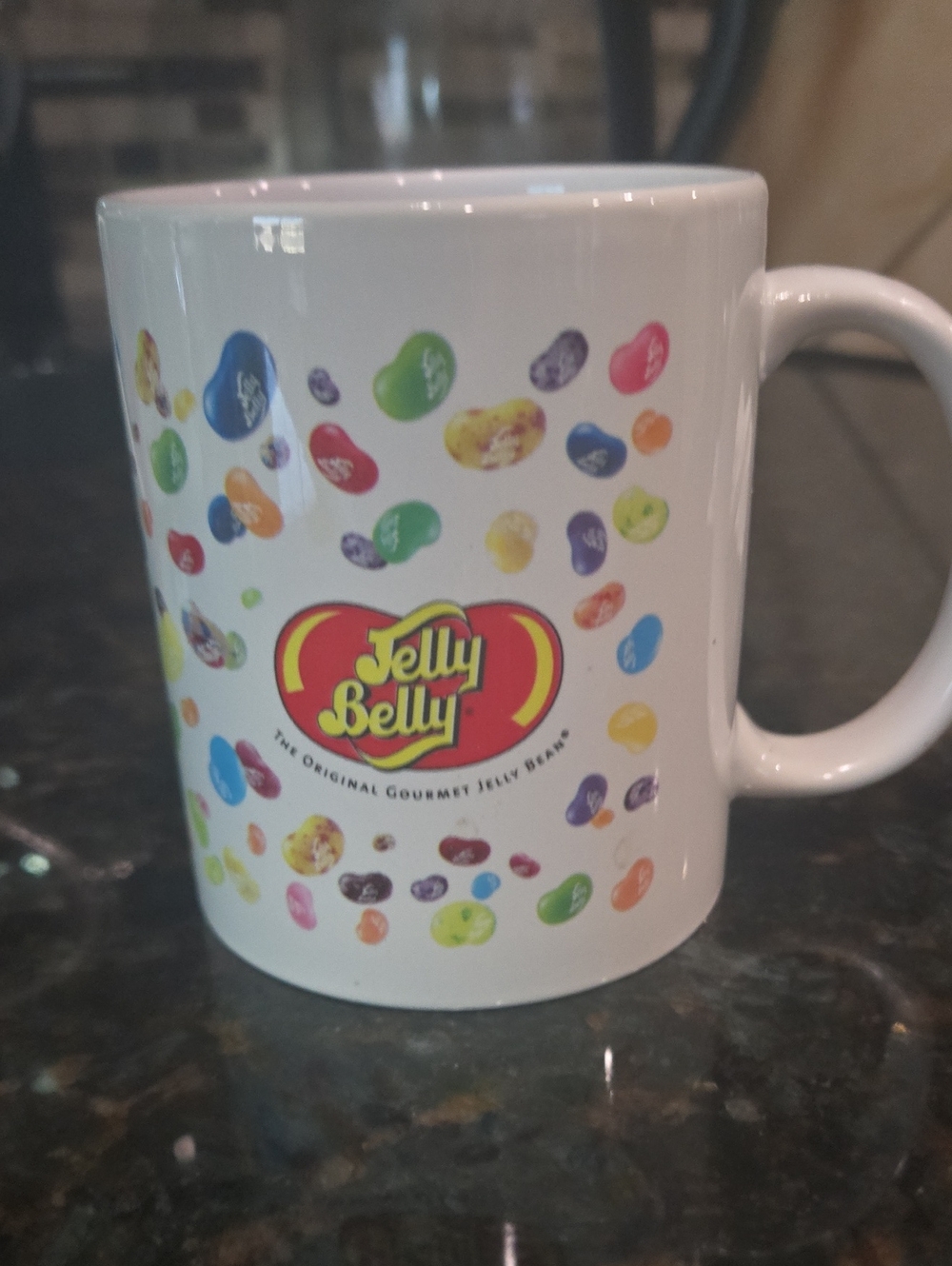 Jelly Belly White Ceramic Mug with Colorful Jellybean Print